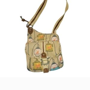 Fossil Tan Birdcage Print Crossbody Bag
